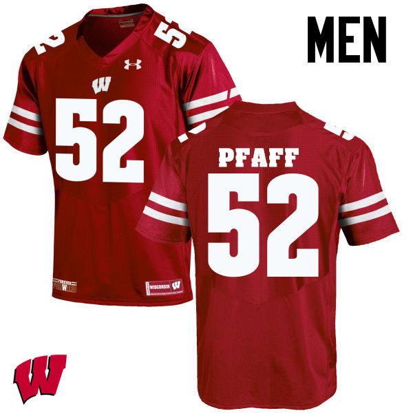 Men Wisconsin Badgers #52 David Pfaff College Football Jerseys-Red